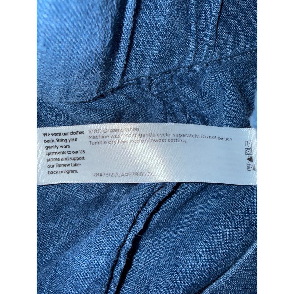 Eileen Fisher Organic Linen Straight Leg Blue Pants Size Large Petite Lagenlook - Picture 6 of 6